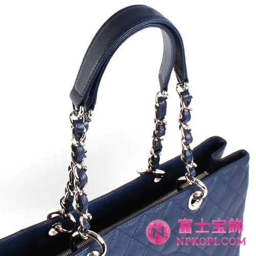 シャネル CHANEL キャビアスキン トートバッグ ブルー＆シルバー A66865AZQWE【2012年新作】